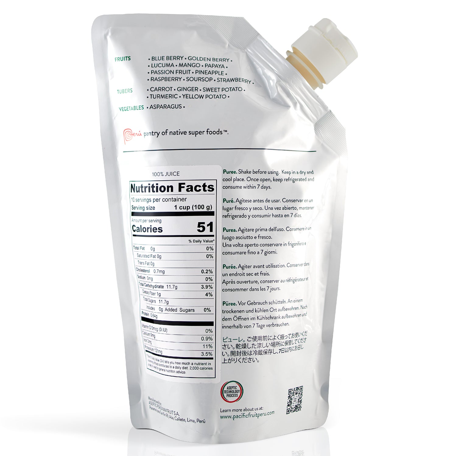 Purés temperatura ambiente sin azúcares añadidos Aguaymanto