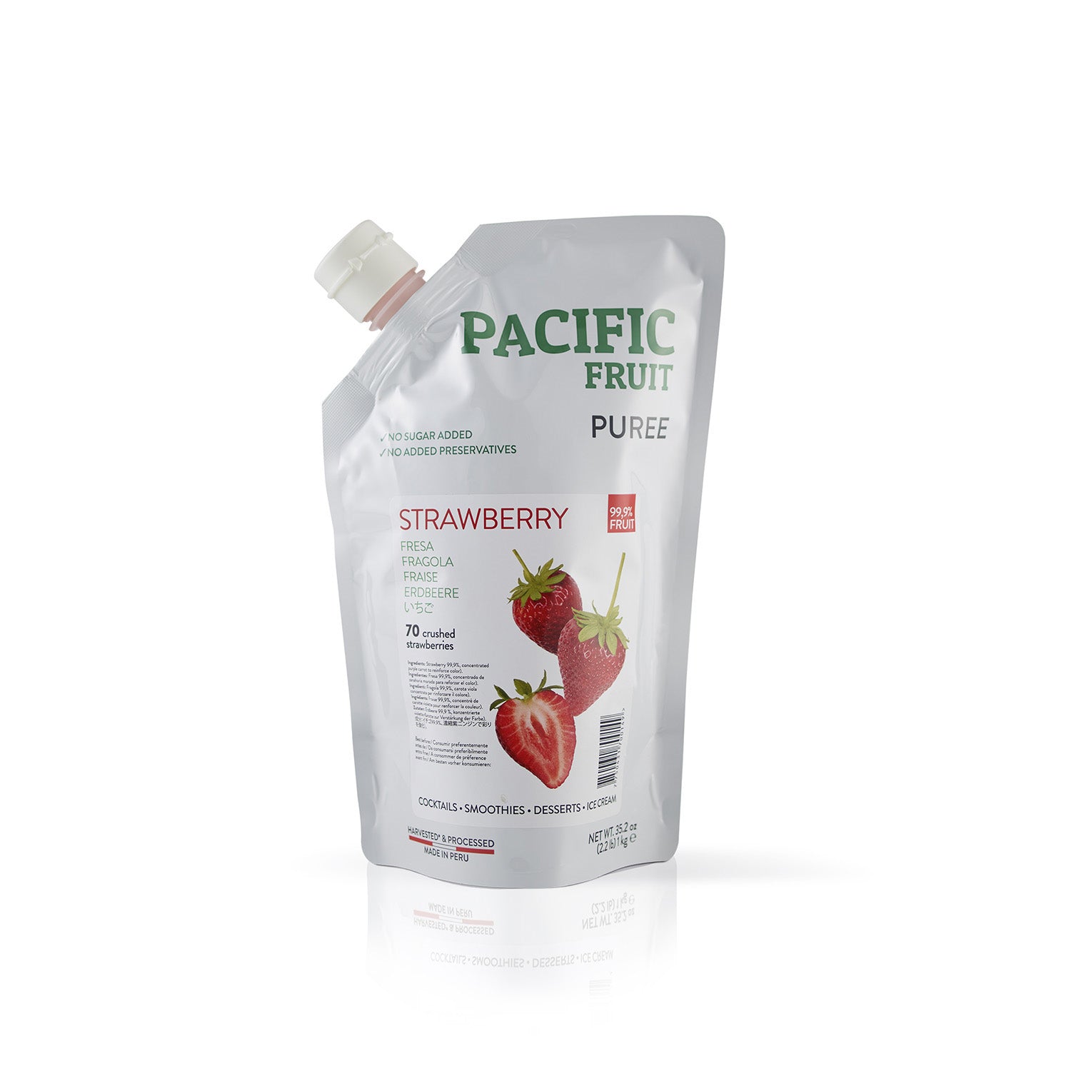 Purés refrigerados sin azúcares añadidos Fresa