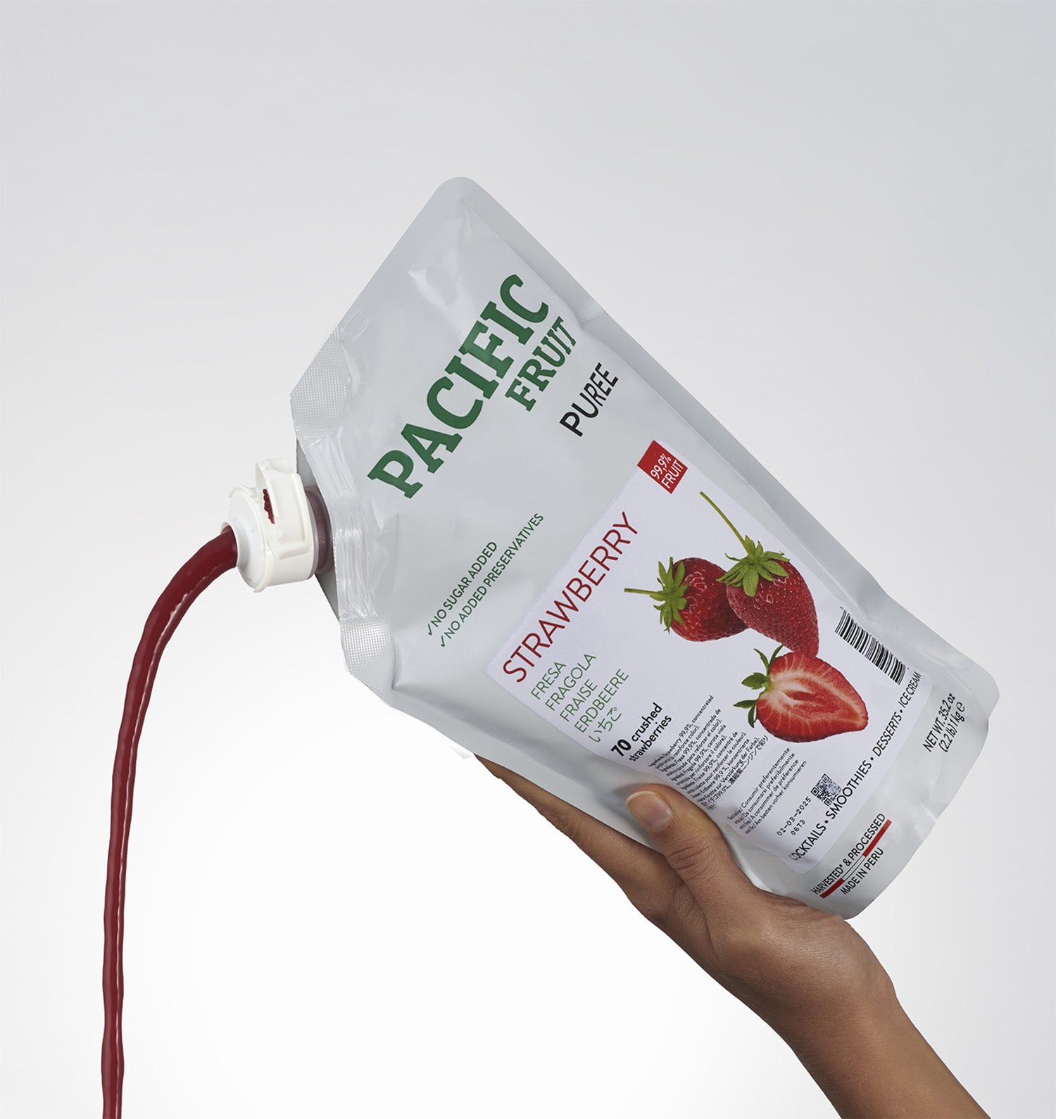 Purés refrigerados sin azúcares añadidos Fresa