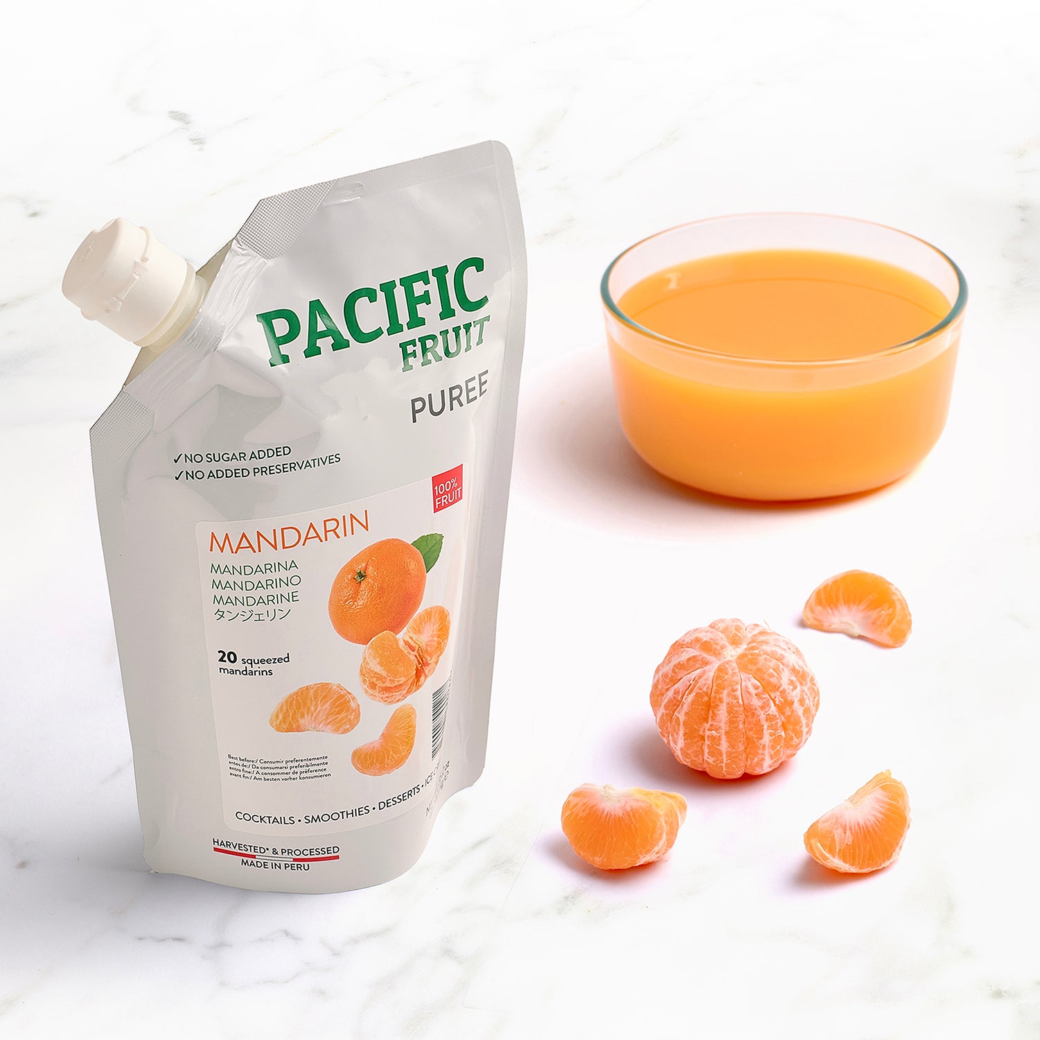 Purés refrigerados sin azúcares añadidos Mandarina