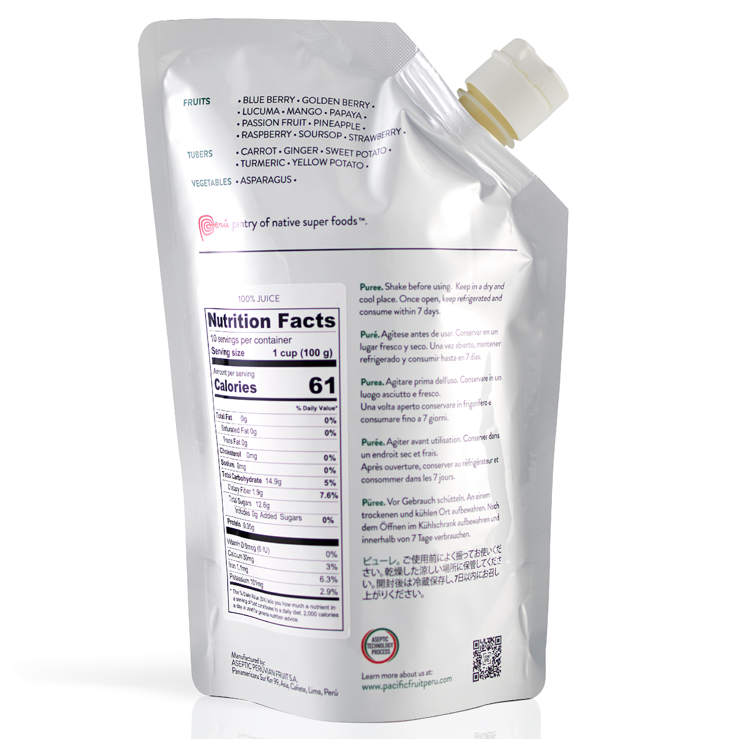 Purés temperatura ambiente sin azúcares añadidos Mango